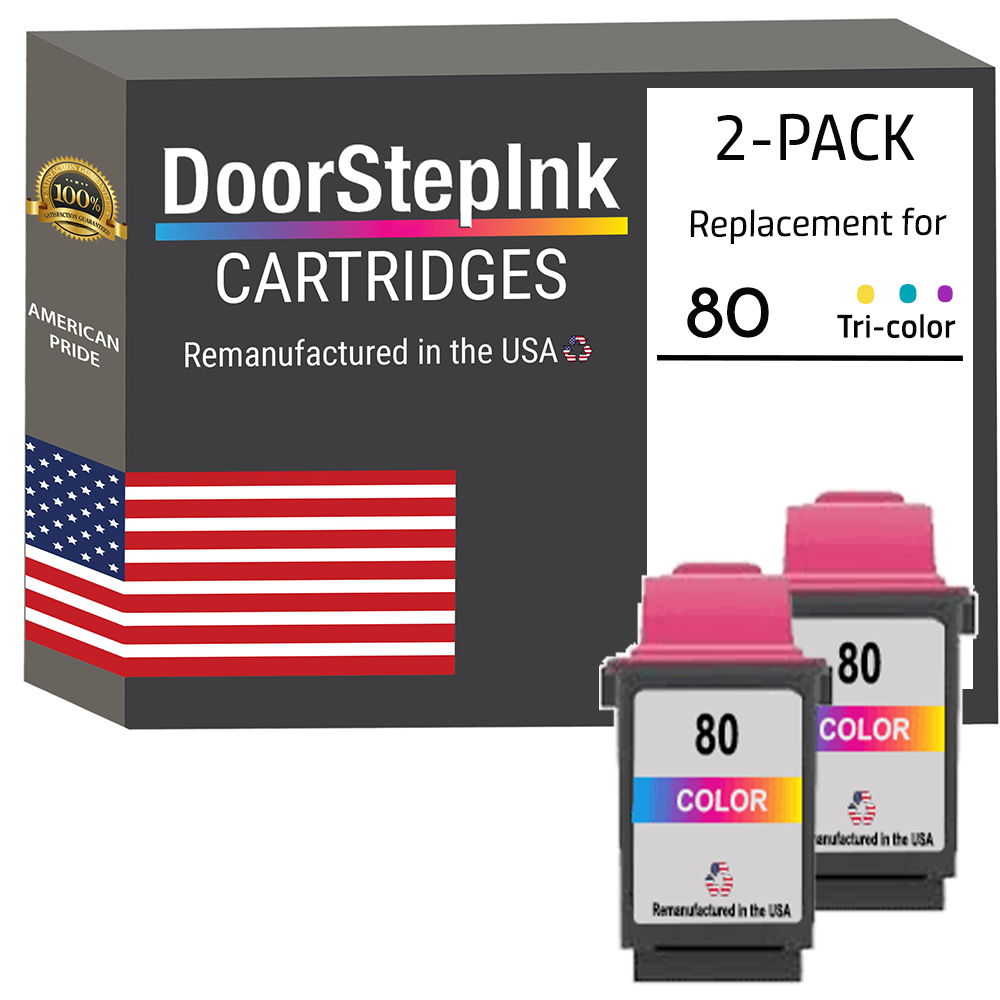 DoorStepInk Brand for Lexmark #80 Color Remanufactured in the USA Ink Cartridges Twin Pack