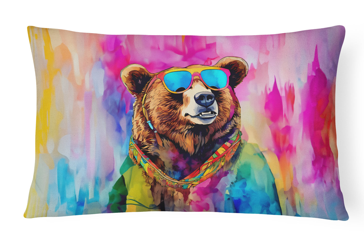 Hippie Animal Grizzly Bear Throw Pillow