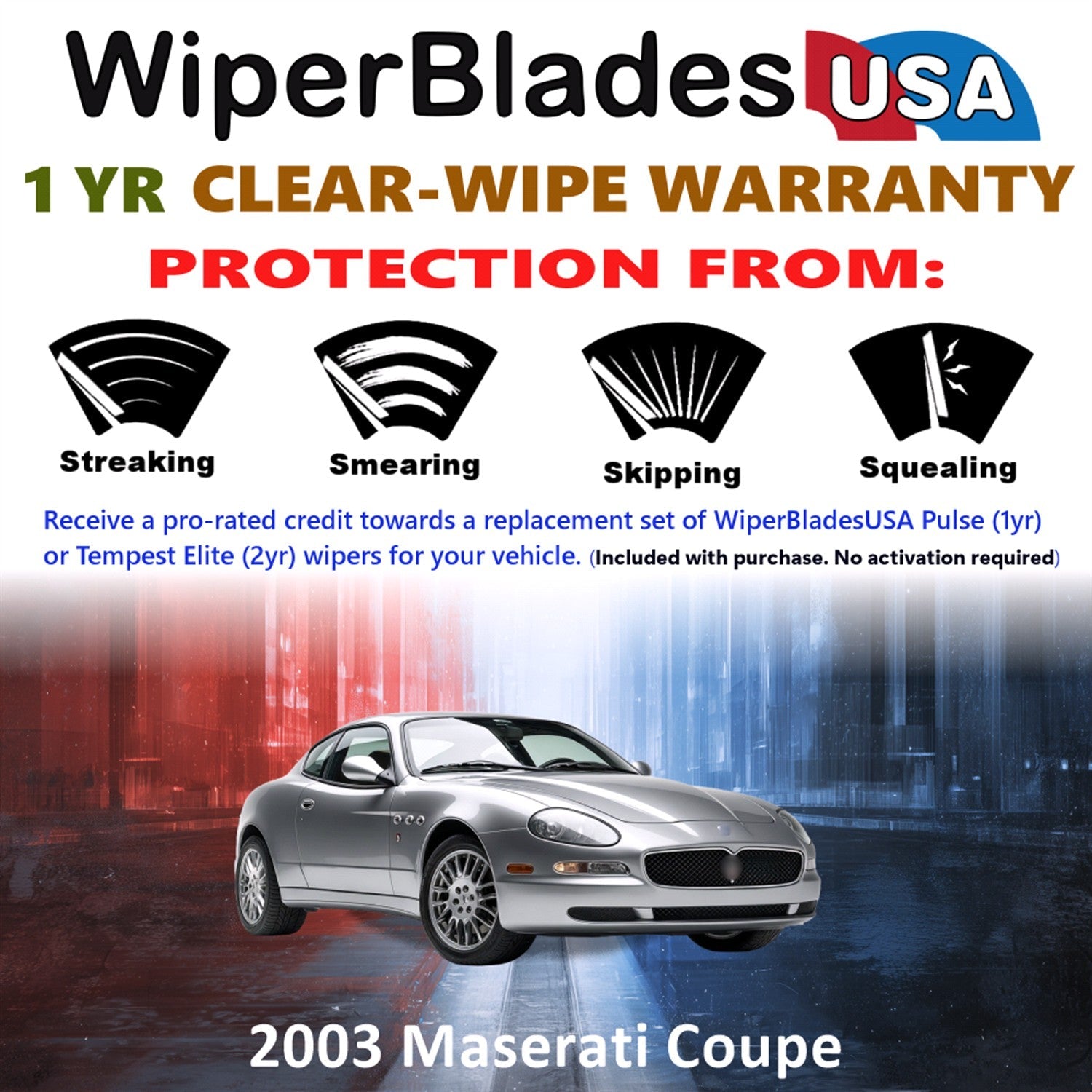 2003 Maserati Coupe Wiper Blades Set w/1yr Warranty (Set of 2) Pulse Beam Wipers
