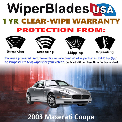 2003 Maserati Coupe Wiper Blades Set w/1yr Warranty (Set of 2) Pulse Beam Wipers