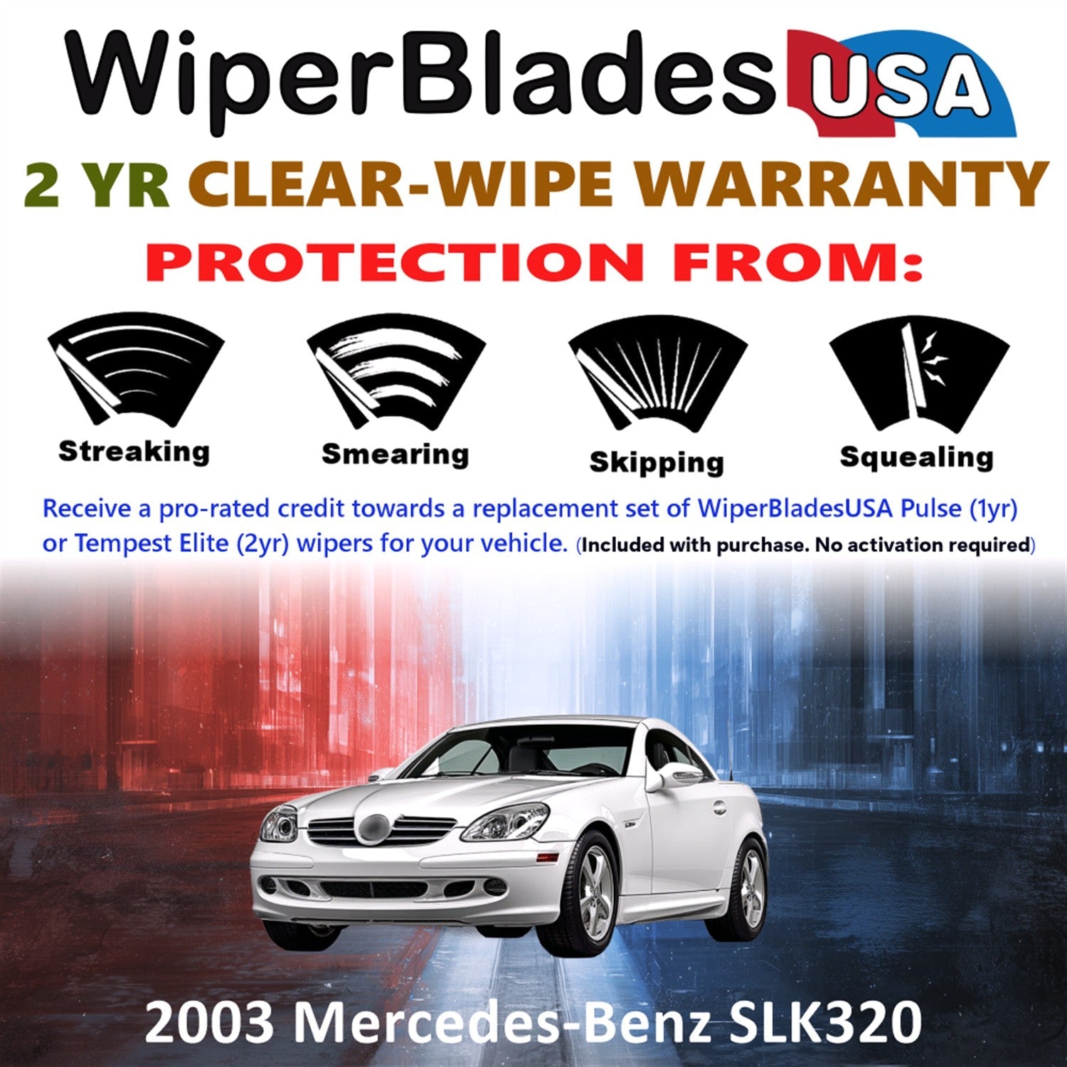 2003 Mercedes-Benz SLK320 Wiper Blades w/2yr Wear Warranty (Set of 2) Wipers