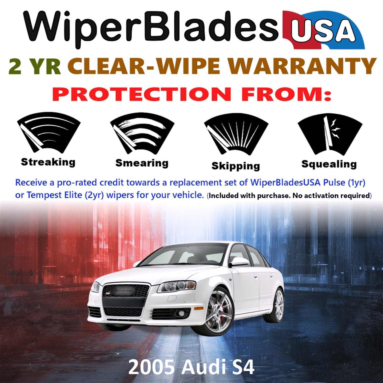 2005 Audi S4 Wiper Blades Set w/2yr Warranty (Set of 2) Tempest Elite Wipers