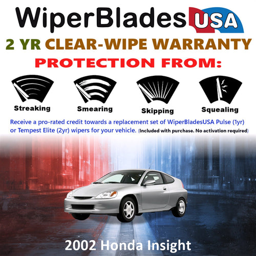 2002 Honda Insight Wiper Blades w/2yr Wear Warranty (Set of 3) w/Rear Wipers