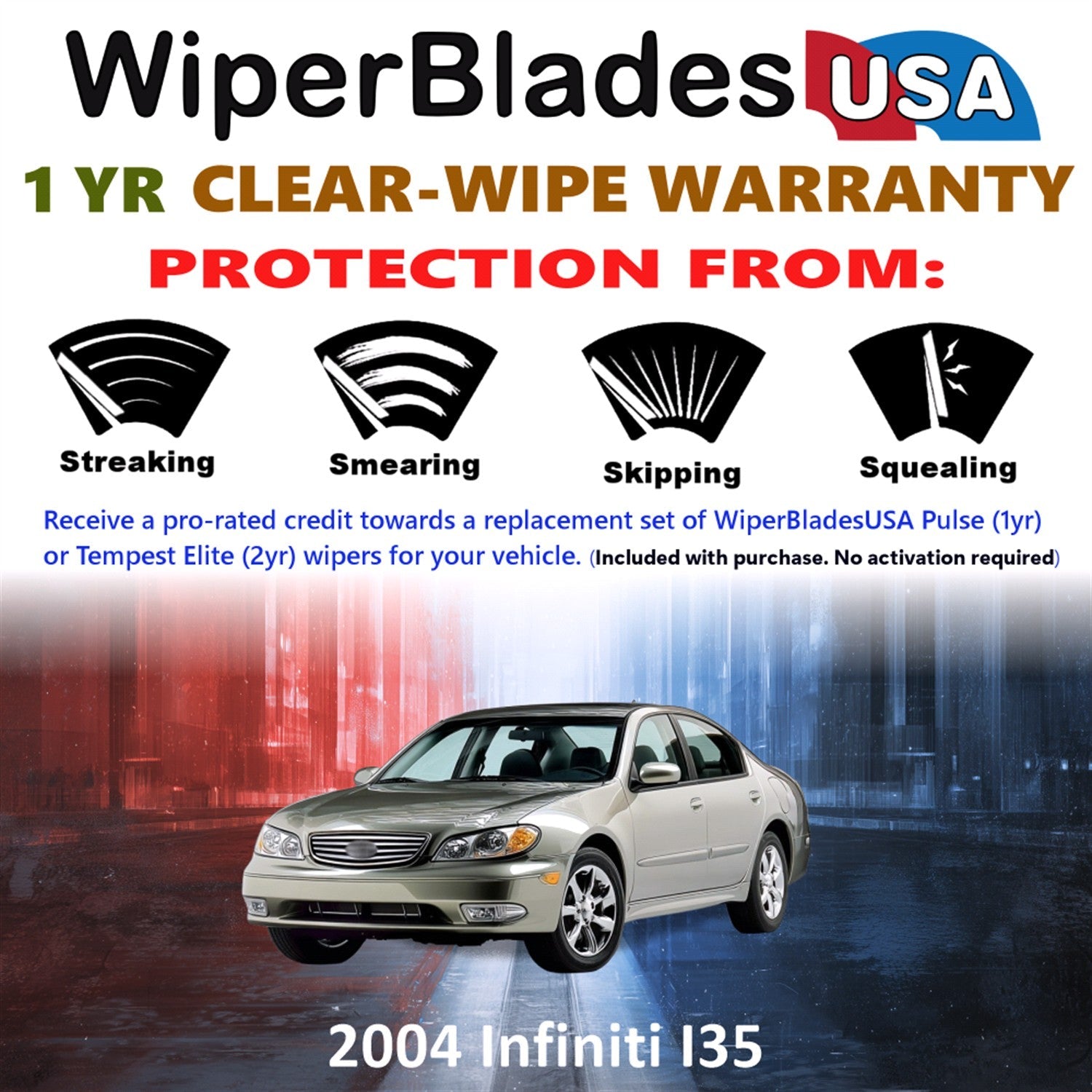 2004 Infiniti I35 Wiper Blades Set w/1yr Warranty (Set of 2) Pulse Beam Wipers