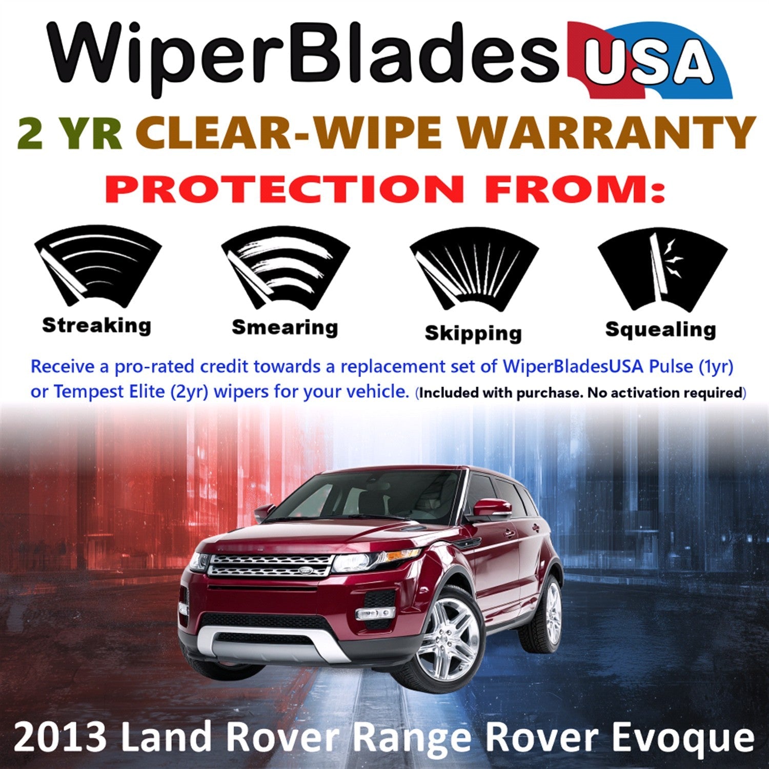 2013 Land Rover Range Rover Evoque Wiper Blades w/2yr Warranty (Set of 3) w/Rear Wipers
