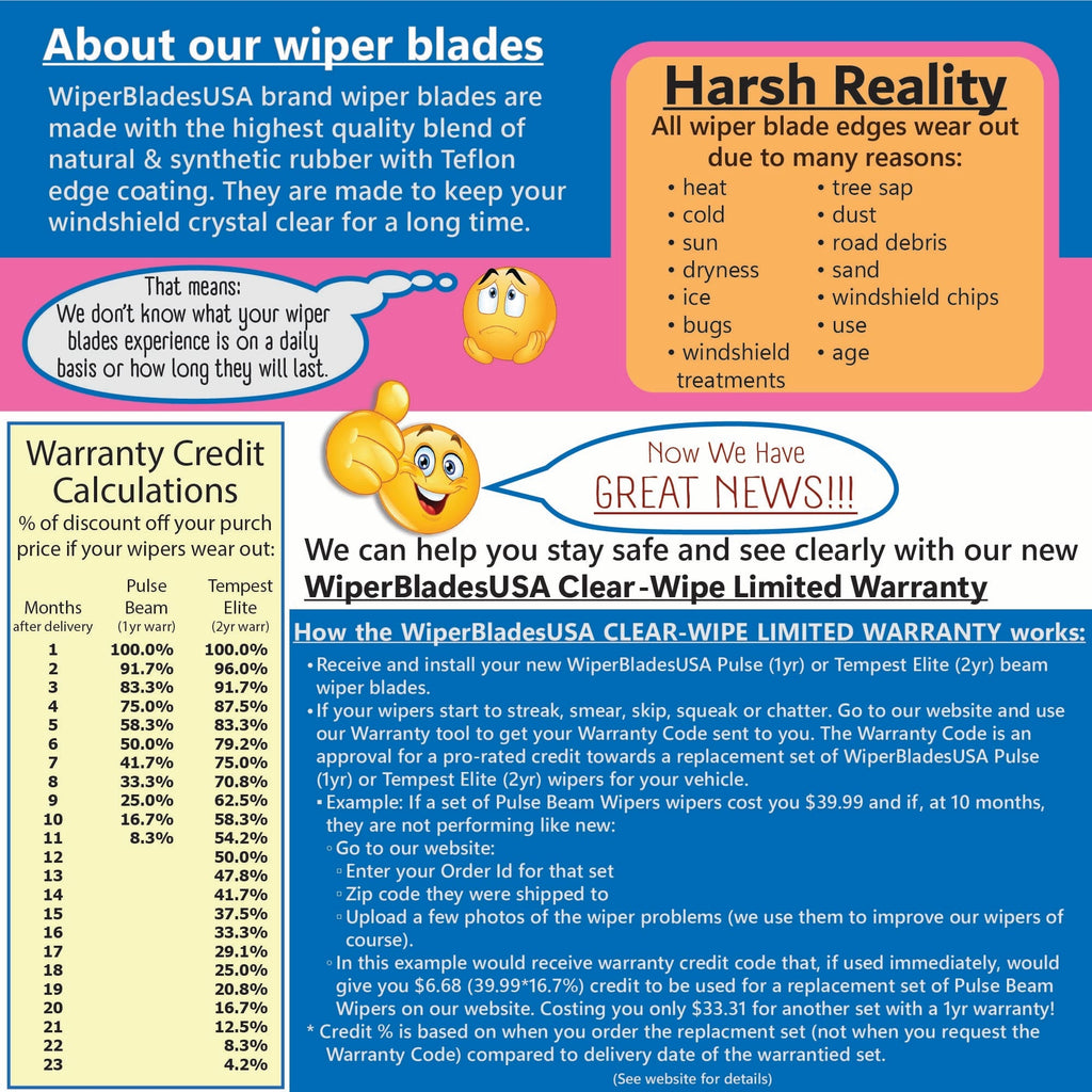 2019 Hyundai Elantra GT Wiper Blades w/1yr Warranty (Set of 3) w/Rear Wipers