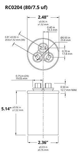 Carrier Bryant Payne P291-8073R - 80 + 7.5 uf MFD 370 440 Volt VAC Replacement Round Dual Run Capacitor