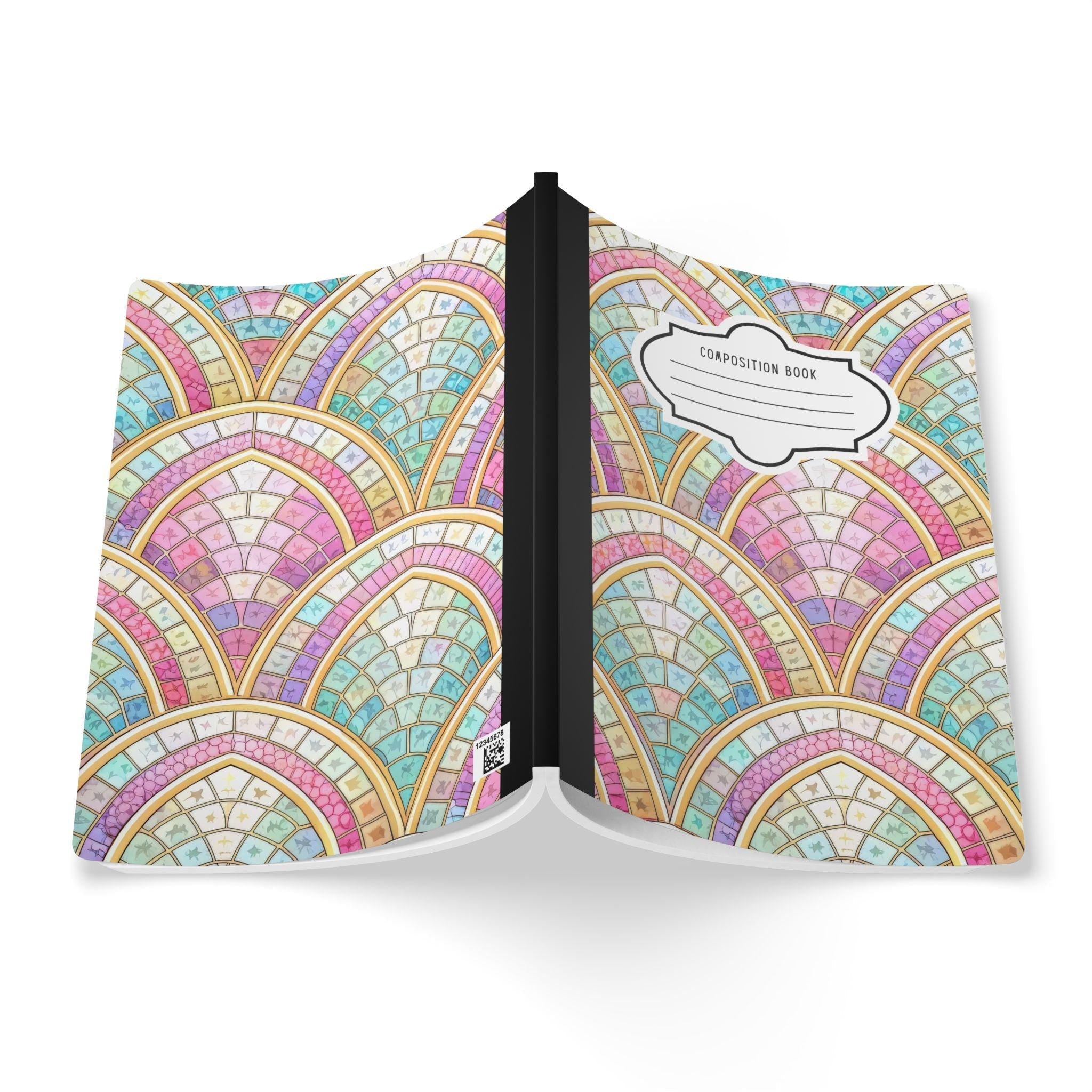 ColorFlow | Pastel Mosaic Arch Pattern Composition Notebook | Colorful Geometric Journal for School and Work
