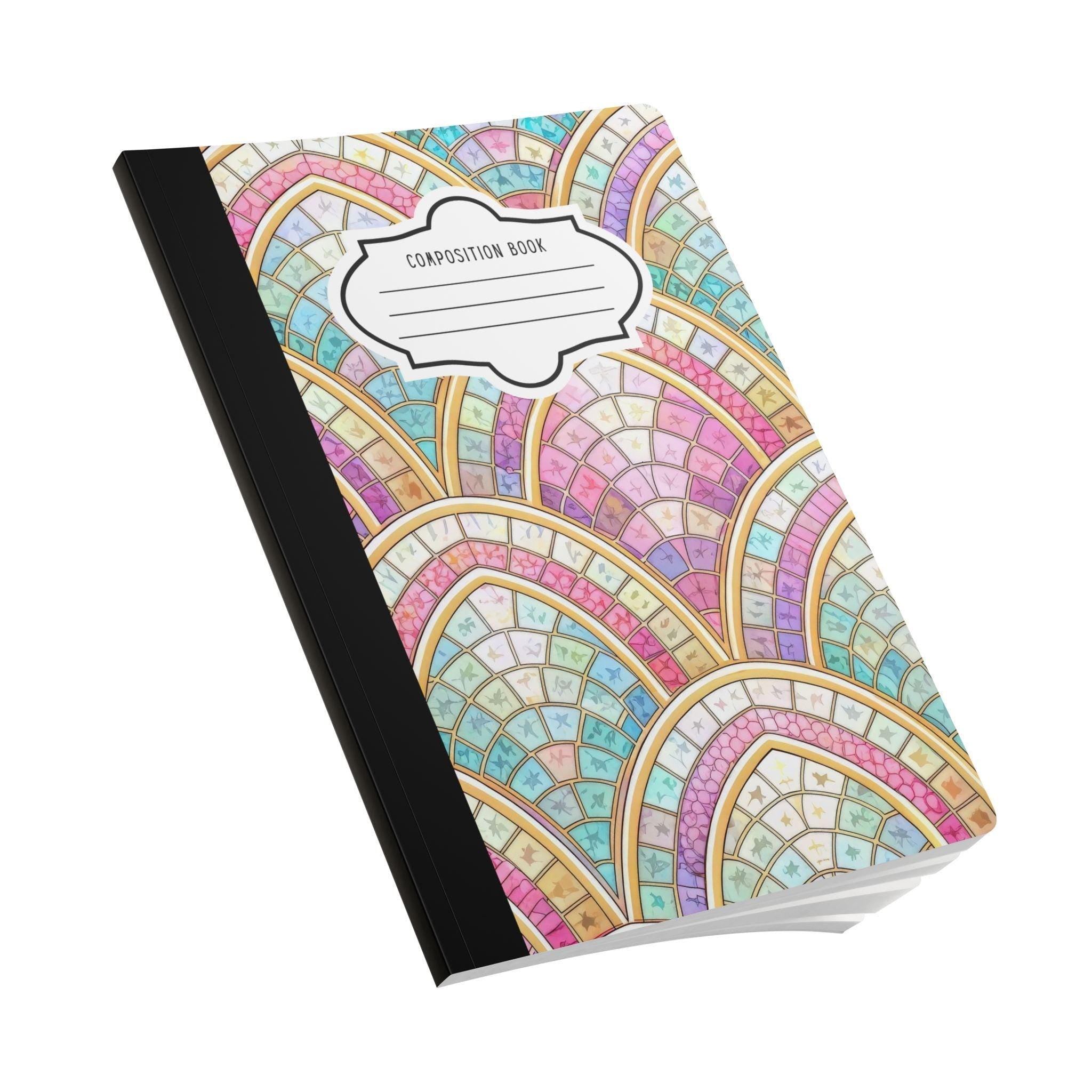 ColorFlow | Pastel Mosaic Arch Pattern Composition Notebook | Colorful Geometric Journal for School and Work